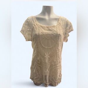 Adiva Cream Floral Lace Blouse
